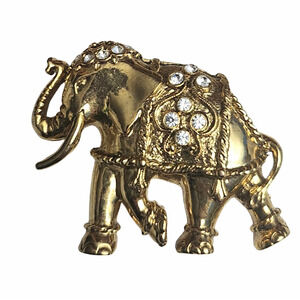 Vintage 1928 Co. Gold Tone Rhinestone Elephant  Pin  Brooch